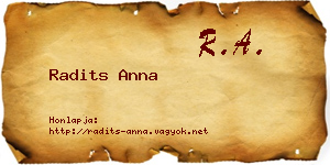 Radits Anna névjegykártya